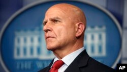 FILE - National security adviser H.R. McMaster listens during the daily press briefing at the White House in Washington, July 31, 2017.