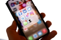 In this file illustration photo taken on Jan. 25, 2021, shows the application Clubhouse on a smartphone in Berlin.