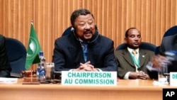Chairperson of the African Union Commission, Jean Ping, speaks during a meeting of African economic blocs at the African Union summit in Addis Ababa, January 25, 2012.