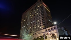 FILE - A general view of Traders Hotel in central Rangoon.