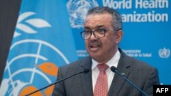 Direktor SZO Tedros Gebrejesus na brifingu u Ženevi (Foto: AFP/Christopher Black/World Health Organization)