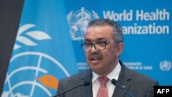 Direktur Jenderal Organisasi Kesehatan Dunia (WHO) Tedros Adhanom Ghebreyesus berbicara dalam sebuah kesempatan di Jenewa, pada 29 November 2021. (Foto: AFP/WHO / Christopher Black)