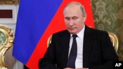 Russian President Vladimir Putin at the Kremlin in Moscow, Russia, Friday, June 22, 2018. 