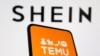 FILE - This illustration shows the Shein and Temu logos.