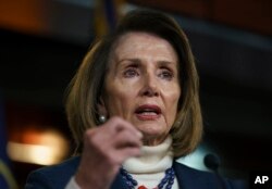House Speaker Nancy Pelosi of Calif., speaks during a news conference on Capitol Hill in Washington, Jan. 17, 2019.