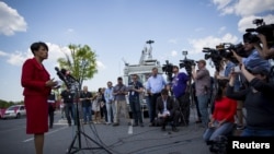 Baltimore Mayor Stephanie Rawlings-Blake speaks at a news conference outside the Mondawmin Mall in Baltimore, Maryland May 3, 2015.