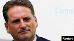 FILE - UNRWA Commissioner General Pierre Krahenbuhl, is seen during a news conference in Cairo, Egypt, Sept. 10, 2018. 