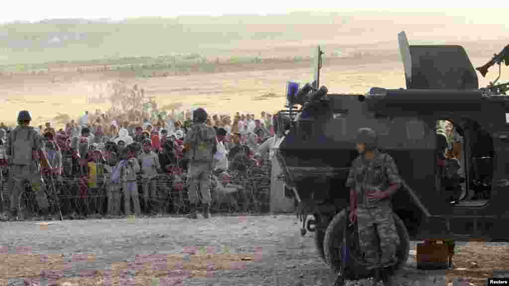 Turkish Deputy Prime Minister Numan Kurtulmus told CNN Turk television on Saturday that 45,000 Syrian Kurds had crossed the border since Turkish authorities opened it on Sep. 19, 2014. 