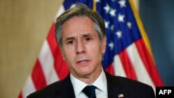 US Secretary of State Antony Blinken addresses the media following the closed-door morning talks between the United States and China upon conclusion of their two-day meetings in Anchorage, Alaska on March 19, 2021. 