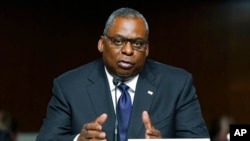 Defense Secretary Lloyd Austin speaks during a Senate Armed Services Committee hearing on the conclusion of military operations in Afghanistan and plans for future counterterrorism operations, on Capitol Hill, Sept. 28, 2021.