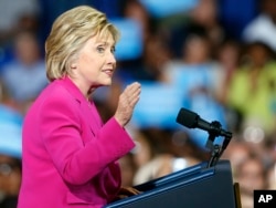 Democratic presidential candidate Hillary Clinton speaks during a campaign rally in Charlotte, North Carolina, July 5, 2016.