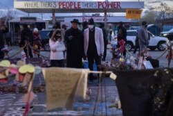 Reverend Jesse Jackson visits site of where George Floyd was killed in Minneapolis, April 20, 2021.