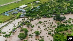 Floodwaters overtake Maasai Mara National Reserve in Narok County, Kenya, leaving dozens of tourists stranded on May 1, 2024.