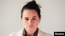 Pemimpin oposisi Belarus, Sviatlana Tsikhanouskaya dalam debat online Majelis Umum PBB dari Vilnius, Lithuania, 4 September 2020. (Foto: Reuters)