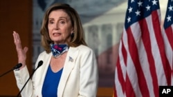 House Speaker Nancy Pelosi of Calif., speaks during a weekly news conference, Oct. 1, 2020, on Capitol Hill in Washington. 