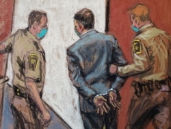 Cựu cảnh sát Minneapolis Derek Chauvin bị áp giải sau khi bị tuyên án phạm tội sát nhân trong cái chết của George Floyd. (Reuters)