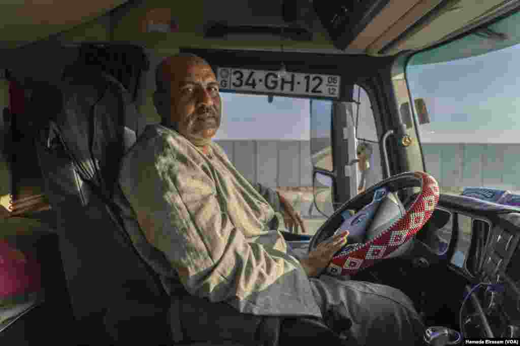 Egyptian aid truck driver Ahmed Hussein has faced 28-hour waits at the border. “The process is easier now,” he says, “but Israeli inspections are still long, and some trucks get denied.” Rafah, Egypt, Feb. 4, 2025.
