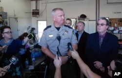 Douglas County Sheriff John Hanlin addresses the media following a deadly shooting at Umpqua Community College in Roseburg, Ore., Thursday, Oct. 1, 2015.
