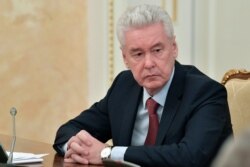 Moscow Mayor Sergei Sobyanin attends a cabinet meeting with Prime Minister Mikhail Mishustin in Moscow, Russia, March 30, 2020.