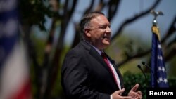 美国国务卿蓬佩奥Mike Pompeo2020年7月23日在尼克松总统图书馆发表美中关系演讲（路透社）