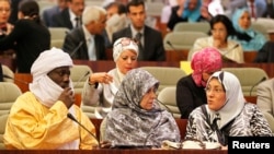 FILE - Delegates talk during the opening session of the National Assembly in Algiers, Algeria, May 26, 2012.