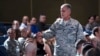 FILE - Lt. Gen. Jay Silveria, superintendent of the U.S. Air Force Academy, discusses his goals and priorities to an audience of Total Force Airmen at the United States Air Force Academy in Colorado, Aug.17, 2017. 