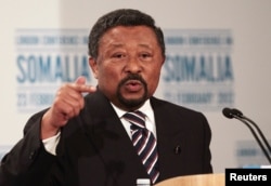 FILE - Jean Ping speaks to reporters in London, Feb. 23, 2012.
