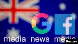 Logo Google dan Facebook dan bendera Australia ditampilkan dalam ilustrasi yang diambil, 18 Februari 2021 ini. (Foto: Reuters)