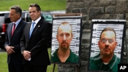 Vermont Governor Peter Shumlin, left, and New York Governor Andrew Cuomo during a news conference in front of the Clinton Correctional Facility in Dannemora, N.Y., June 10, 2015.. 