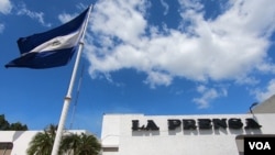 FILE - La Prensa headquarters in Managua, Nicaragua, Feb. 7, 2020.