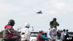 A Taiwanese Air Force Mirage 2000 fighter jet prepares to land at an Air Force base in Hsinchu on Dec. 10, 2024. 