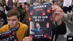 Protest u Beogradu, decembar 2024. (AP Photo/Darko Vojinovic)
