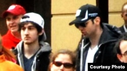 Photos of the two suspects near the finish line of Boston Marathon. (Courtesy Bob Leonard) 