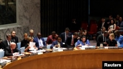 FILE - Members of the U.N. Security Council are seen during a meeting at U.N. headquarters in New York, Sept. 12, 2019.