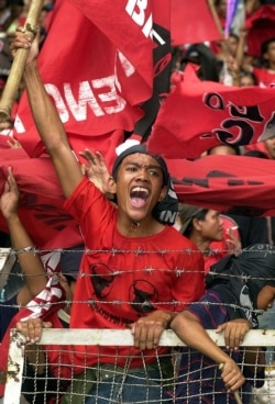 Pendukung Partai Demokrasi Indonesia Perjuangan (PDIP) di Jakarta. (Foto: AFP/Weda)