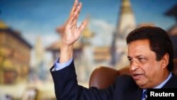 FILE - Billionaire Binod Chaudhary, pictured in a Reuters interview in 2013, said the immense losses his country suffered in the April 25 earthquake have left Nepal facing "perhaps one of the most challenging times ever" in its history.