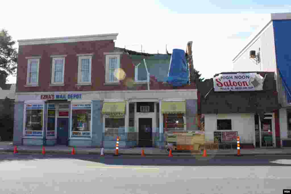 Buildings used for filming in Plano, Illinois. (K. Farabaugh/VOA)
