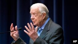 Mantan Presiden AS Jimmy Carter dalam sebuah acara di Carter Center, Atlanta.