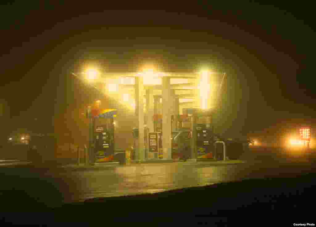 A gas station with excessive, unshielded lights. (Pete Strasser, International Dark Sky Association)