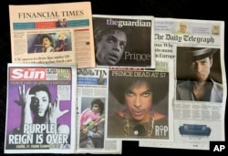 Newspapers leadings with the death of Prince are displayed, April 22, 2016.