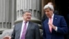 U.S. Secretary of State John Kerry, right, and Ukrainian President Petro Poroshenko walk after their meeting in Kyiv, Ukraine, July 7, 2016.