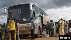 Pro-European integration protesters form the Ukranian word "Lustration" at Independence Square in Kyiv.
