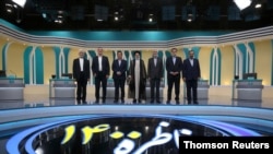 Election debate at a television studio, in Tehran, June 12, 2021.