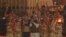 Japan's Prime Minister Shinzo Abe (front, 3rd L) and his Indian counterpart Narendra Modi perform a religious ritual during evening prayers on the banks of the river Ganges in Varanasi, India, December 12, 2015.