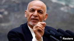 Afghan President Ashraf Ghani speaks during a news conference in Kabul, Afghanistan, June 30, 2018.