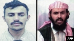 FILE - A reproduction of a document released by the Yemeni Interior Ministry on Jan. 15, 2010, shows two different undated portraits of Qasim al-Rimi, a founder and leader of al-Qaida in the Arabian Peninsula.