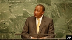 Presiden Kenya Uhuru Kenyatta saat berpidato di Markas Besa PBB, New York, 25 September 2015 (AP Photo/Seth Wenig).
