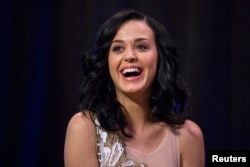 FILE - Singer Katy Perry takes part in a panel discussion.