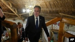 US Secretary of State Antony Blinken arrives for an event to promote civil society engagement in Kyiv, Ukraine, Sept. 11, 2024. 