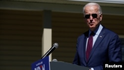 Democratic U.S. presidential candidate and former U.S. Vice President Joe Biden makes a statement about health care outside St. James-Santee Family Health Center in McClellanville, S.C., Feb. 27, 2020.